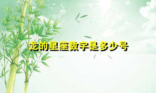 龙的星座数字是多少号