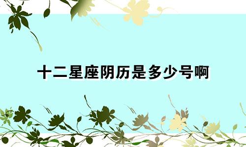 十二星座阴历是多少号啊