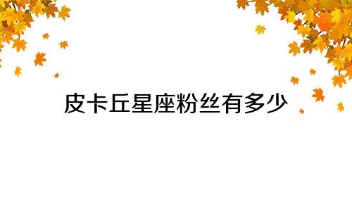 皮卡丘星座粉丝有多少