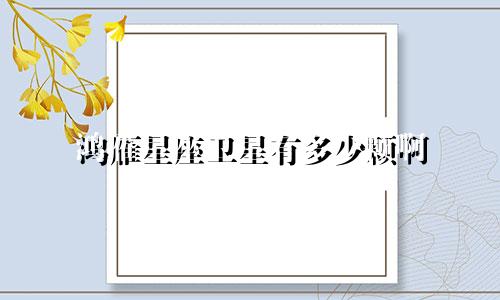 鸿雁星座卫星有多少颗啊