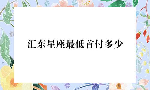 汇东星座最低首付多少