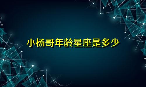 小杨哥年龄星座是多少