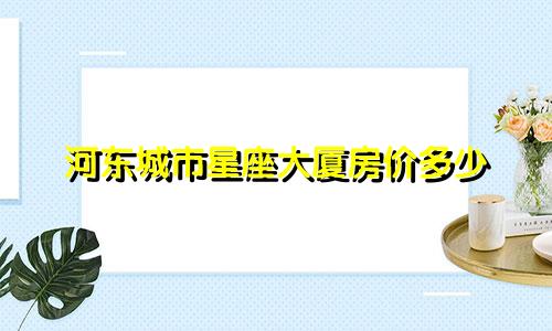 河东城市星座大厦房价多少