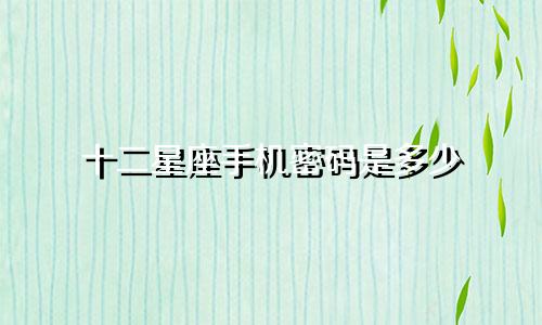 十二星座手机密码是多少