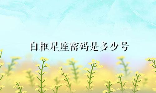 白框星座密码是多少号