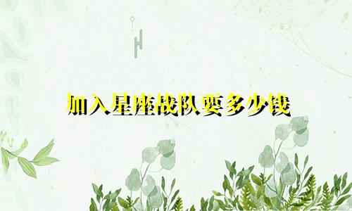 加入星座战队要多少钱