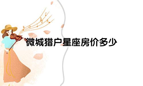 微城猎户星座房价多少