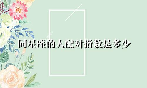 同星座的人配对指数是多少