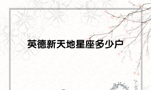 英德新天地星座多少户