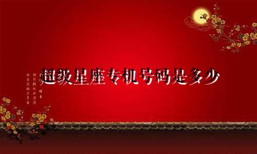 超级星座专机号码是多少