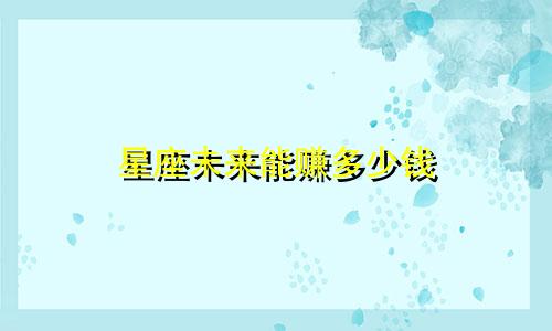 星座未来能赚多少钱