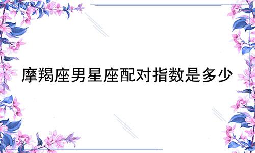 摩羯座男星座配对指数是多少