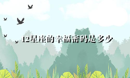 12星座的幸福密码是多少