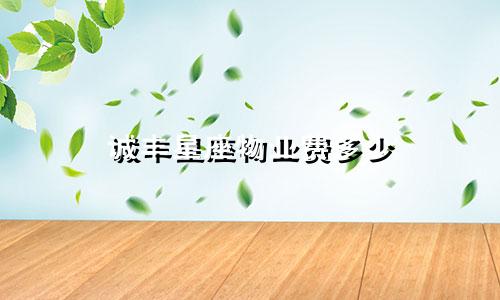 诚丰星座物业费多少