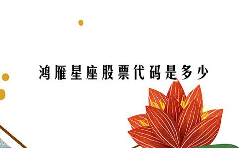 鸿雁星座股票代码是多少