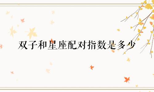 双子和星座配对指数是多少