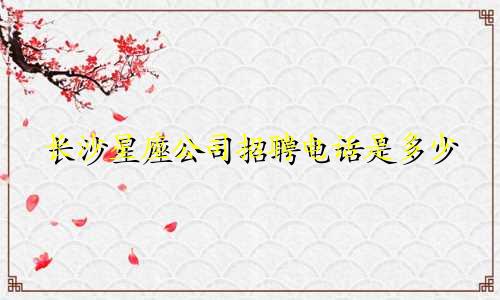 长沙星座公司招聘电话是多少