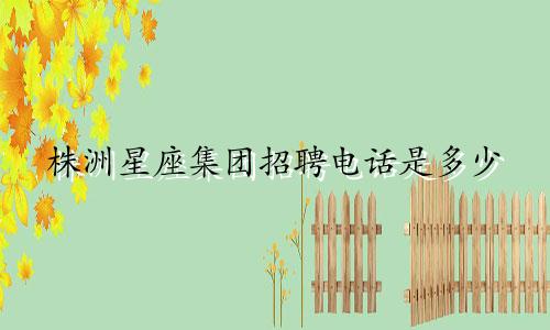 株洲星座集团招聘电话是多少