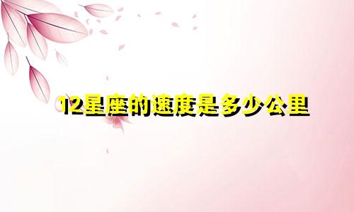 12星座的速度是多少公里