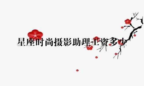 星座时尚摄影助理工资多少