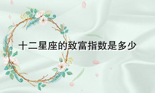 十二星座的致富指数是多少