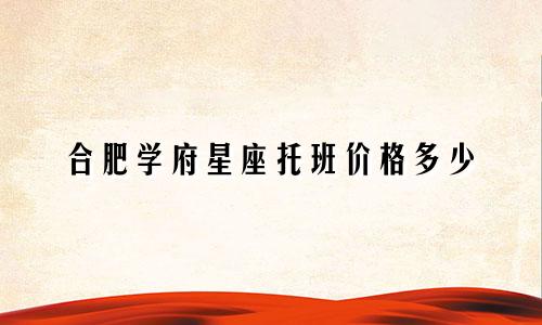 合肥学府星座托班价格多少