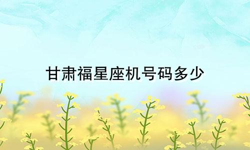 甘肃福星座机号码多少