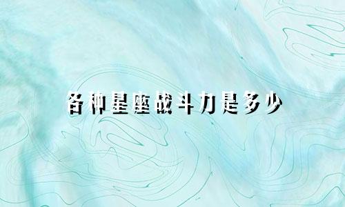 各种星座战斗力是多少