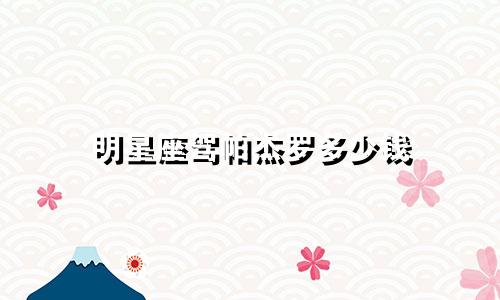 明星座驾帕杰罗多少钱