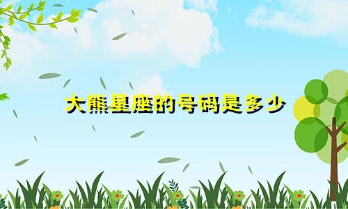 大熊星座的号码是多少