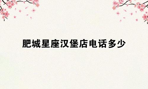 肥城星座汉堡店电话多少