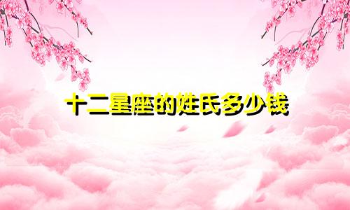 十二星座的姓氏多少钱