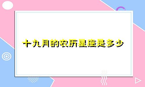 十九月的农历星座是多少