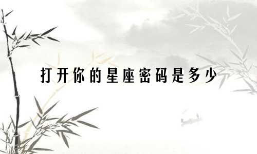 打开你的星座密码是多少