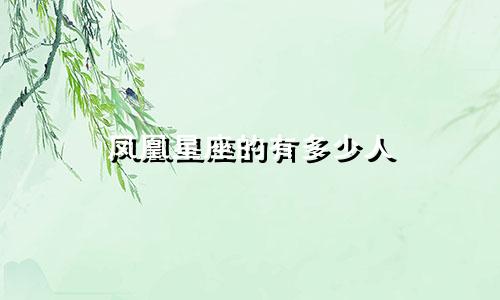 凤凰星座的有多少人