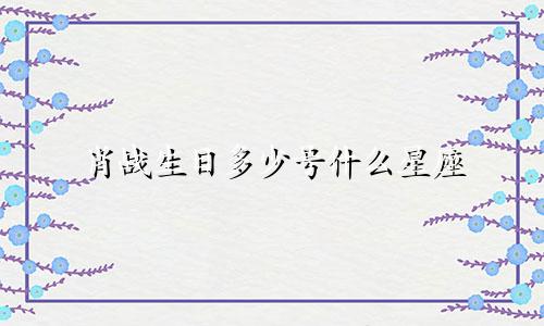 肖战生日多少号什么星座