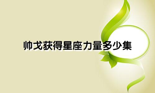 帅戈获得星座力量多少集