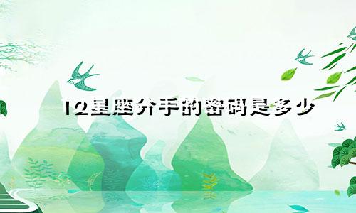 12星座分手的密码是多少
