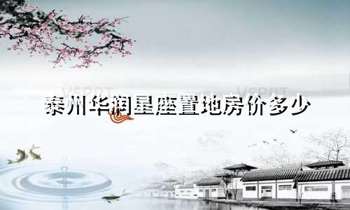 泰州华润星座置地房价多少