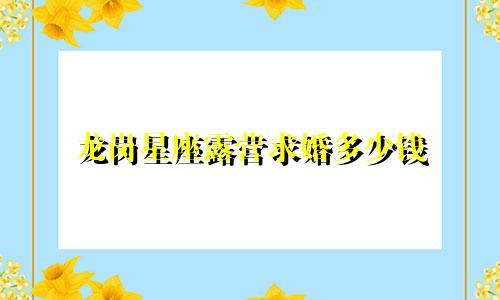 龙岗星座露营求婚多少钱