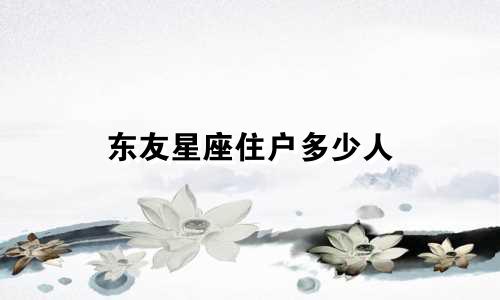 东友星座住户多少人
