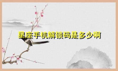星座手机解锁码是多少啊