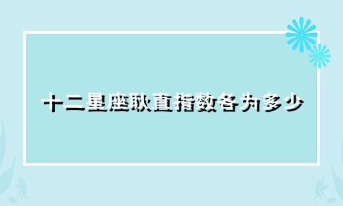 十二星座耿直指数各为多少