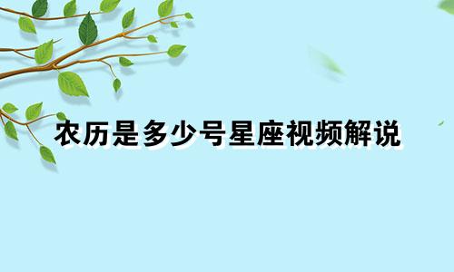 农历是多少号星座视频解说