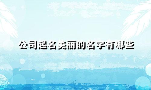 公司起名美丽的名字有哪些