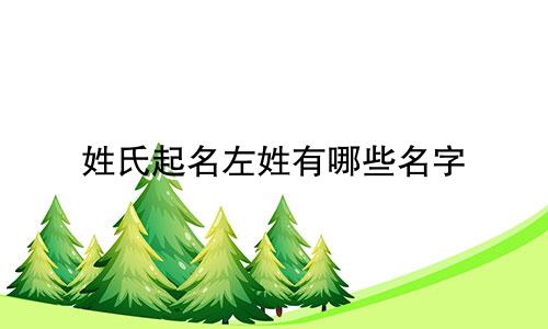 姓氏起名左姓有哪些名字