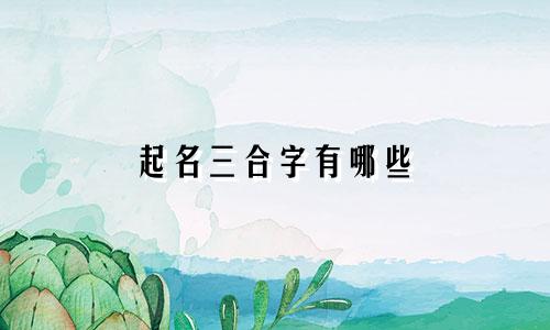 起名三合字有哪些