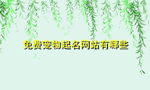 免费宠物起名网站有哪些