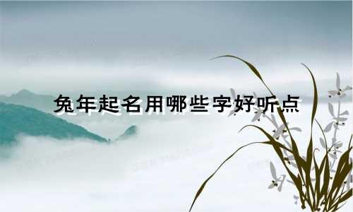 兔年起名用哪些字好听点