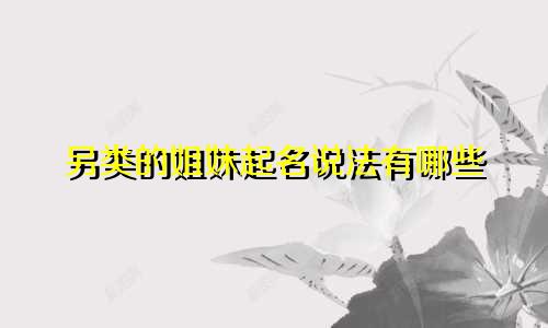 另类的姐妹起名说法有哪些